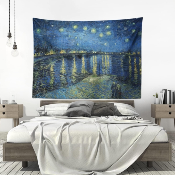 Huge Starry Night Over the Rhone Vincent Van Gogh Wall Art Hanging Tapestry New - Picture 2 of 10